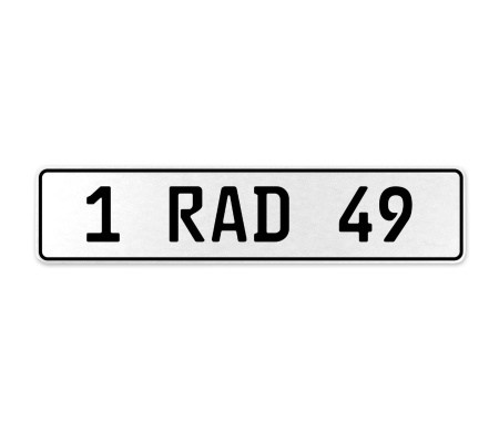 1 RAD 49  - White Aluminum Street Sign Mancave Euro Plate Name Door Sign Wall
