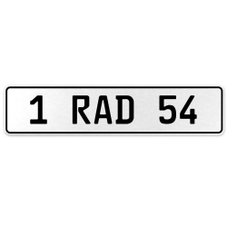 1 RAD 54  - White Aluminum Street Sign Mancave Euro Plate Name Door Sign Wall