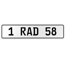 1 RAD 58  - White Aluminum Street Sign Mancave Euro Plate Name Door Sign Wall