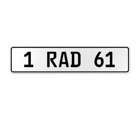 1 RAD 61  - White Aluminum Street Sign Mancave Euro Plate Name Door Sign Wall