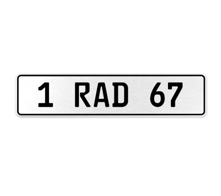 1 RAD 67  - White Aluminum Street Sign Mancave Euro Plate Name Door Sign Wall