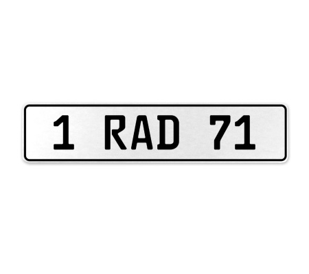 1 RAD 71  - White Aluminum Street Sign Mancave Euro Plate Name Door Sign Wall