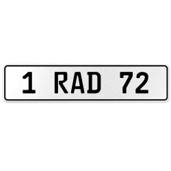 1 RAD 72  - White Aluminum Street Sign Mancave Euro Plate Name Door Sign Wall