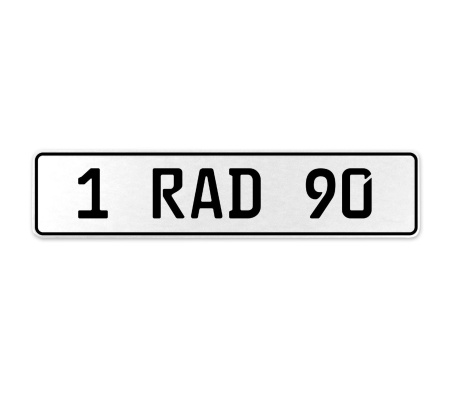 1 RAD 90  - White Aluminum Street Sign Mancave Euro Plate Name Door Sign Wall