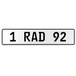 1 RAD 92  - White Aluminum Street Sign Mancave Euro Plate Name Door Sign Wall