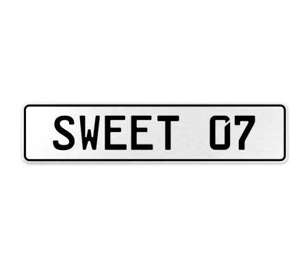 SWEET 07  - White Aluminum Street Sign Mancave Euro Plate Name Door Sign Wall