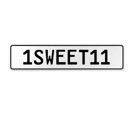 1SWEET11  - White Aluminum Street Sign Mancave Euro Plate Name Door Sign Wall