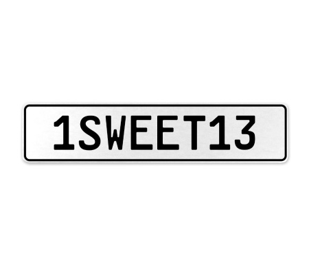 1SWEET13  - White Aluminum Street Sign Mancave Euro Plate Name Door Sign Wall