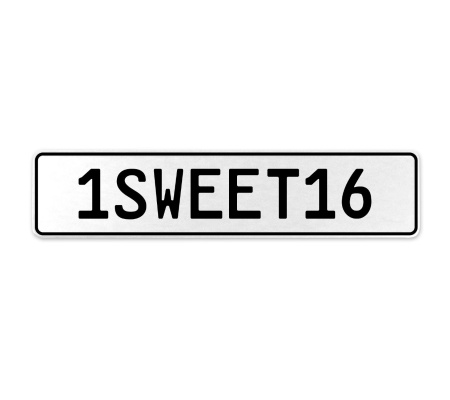 1SWEET16  - White Aluminum Street Sign Mancave Euro Plate Name Door Sign Wall