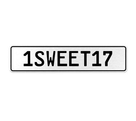 1SWEET17  - White Aluminum Street Sign Mancave Euro Plate Name Door Sign Wall