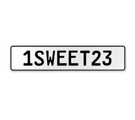 1SWEET23  - White Aluminum Street Sign Mancave Euro Plate Name Door Sign Wall