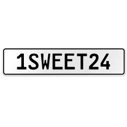 1SWEET24  - White Aluminum Street Sign Mancave Euro Plate Name Door Sign Wall