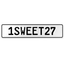 1SWEET27  - White Aluminum Street Sign Mancave Euro Plate Name Door Sign Wall