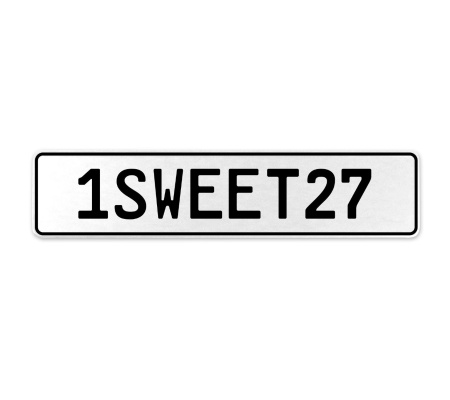 1SWEET27  - White Aluminum Street Sign Mancave Euro Plate Name Door Sign Wall
