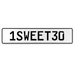 1SWEET30  - White Aluminum Street Sign Mancave Euro Plate Name Door Sign Wall