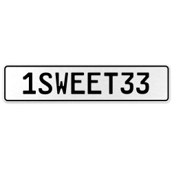 1SWEET33  - White Aluminum Street Sign Mancave Euro Plate Name Door Sign Wall