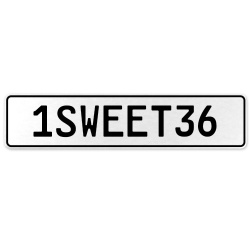 1SWEET36  - White Aluminum Street Sign Mancave Euro Plate Name Door Sign Wall