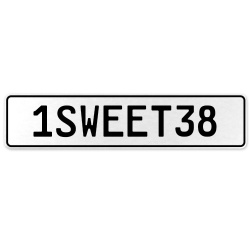 1SWEET38  - White Aluminum Street Sign Mancave Euro Plate Name Door Sign Wall