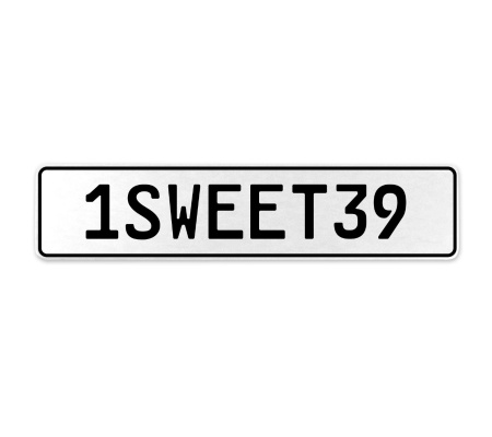 1SWEET39  - White Aluminum Street Sign Mancave Euro Plate Name Door Sign Wall