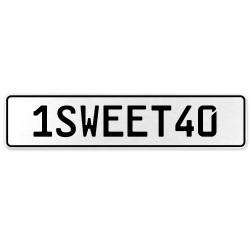 1SWEET40  - White Aluminum Street Sign Mancave Euro Plate Name Door Sign Wall