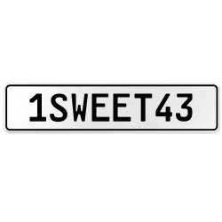 1SWEET43  - White Aluminum Street Sign Mancave Euro Plate Name Door Sign Wall