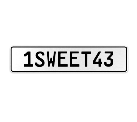 1SWEET43  - White Aluminum Street Sign Mancave Euro Plate Name Door Sign Wall