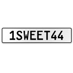 1SWEET44  - White Aluminum Street Sign Mancave Euro Plate Name Door Sign Wall