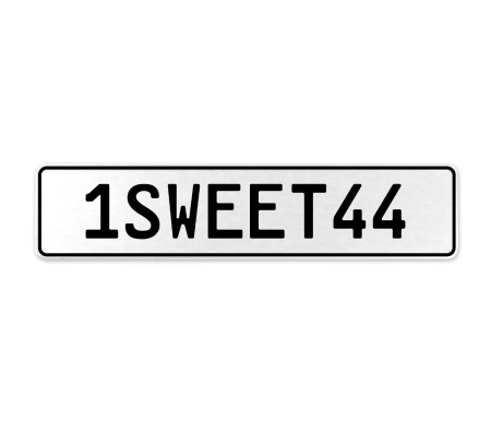 1SWEET44  - White Aluminum Street Sign Mancave Euro Plate Name Door Sign Wall