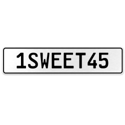 1SWEET45  - White Aluminum Street Sign Mancave Euro Plate Name Door Sign Wall