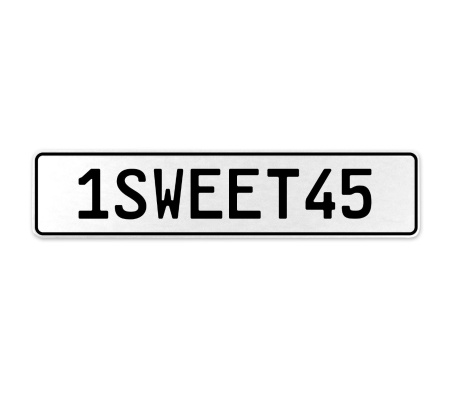 1SWEET45  - White Aluminum Street Sign Mancave Euro Plate Name Door Sign Wall