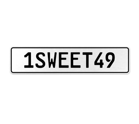 1SWEET49  - White Aluminum Street Sign Mancave Euro Plate Name Door Sign Wall