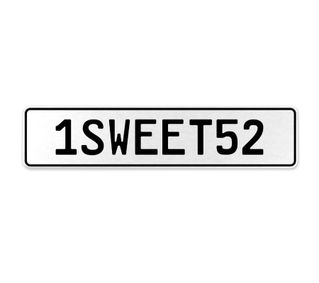 1SWEET52  - White Aluminum Street Sign Mancave Euro Plate Name Door Sign Wall