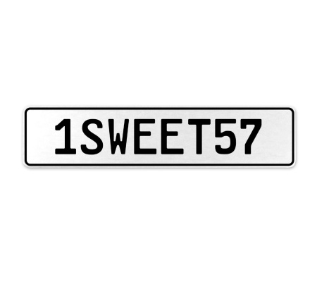 1SWEET57  - White Aluminum Street Sign Mancave Euro Plate Name Door Sign Wall