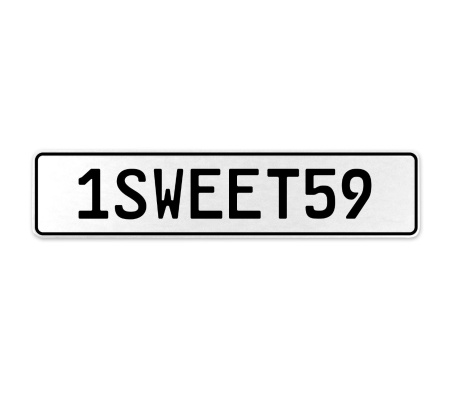 1SWEET59  - White Aluminum Street Sign Mancave Euro Plate Name Door Sign Wall