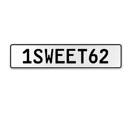 1SWEET62  - White Aluminum Street Sign Mancave Euro Plate Name Door Sign Wall