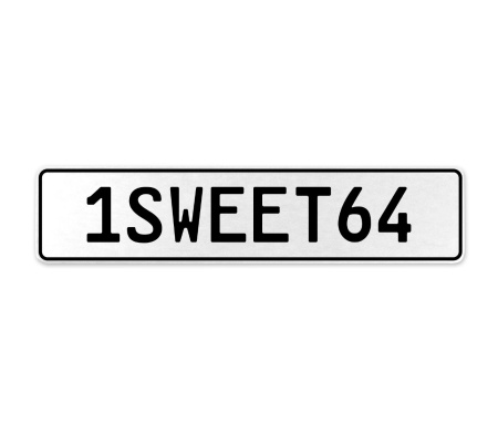 1SWEET64  - White Aluminum Street Sign Mancave Euro Plate Name Door Sign Wall