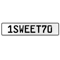 1SWEET70  - White Aluminum Street Sign Mancave Euro Plate Name Door Sign Wall