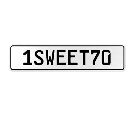 1SWEET70  - White Aluminum Street Sign Mancave Euro Plate Name Door Sign Wall