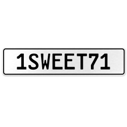 1SWEET71  - White Aluminum Street Sign Mancave Euro Plate Name Door Sign Wall