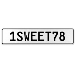 1SWEET78  - White Aluminum Street Sign Mancave Euro Plate Name Door Sign Wall