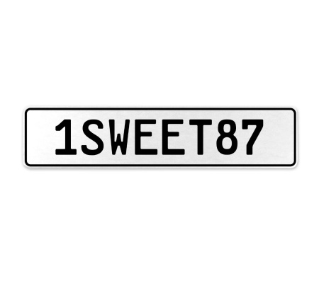 1SWEET87  - White Aluminum Street Sign Mancave Euro Plate Name Door Sign Wall