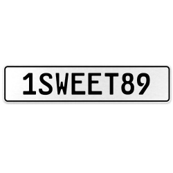 1SWEET89  - White Aluminum Street Sign Mancave Euro Plate Name Door Sign Wall