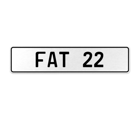 FAT 22  - White Aluminum Street Sign Mancave Euro Plate Name Door Sign Wall Art