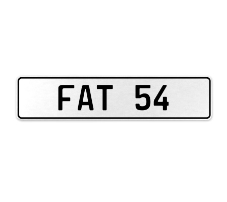 FAT 54  - White Aluminum Street Sign Mancave Euro Plate Name Door Sign Wall Art