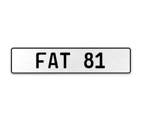 FAT 81  - White Aluminum Street Sign Mancave Euro Plate Name Door Sign Wall Art