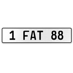 1 FAT 88  - White Aluminum Street Sign Mancave Euro Plate Name Door Sign Wall