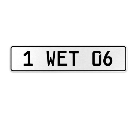 1 WET 06  - White Aluminum Street Sign Mancave Euro Plate Name Door Sign Wall