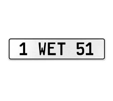 1 WET 51  - White Aluminum Street Sign Mancave Euro Plate Name Door Sign Wall
