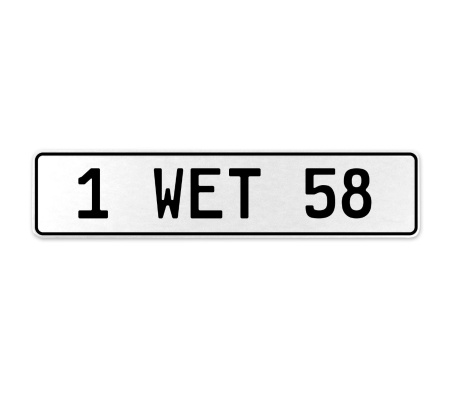 1 WET 58  - White Aluminum Street Sign Mancave Euro Plate Name Door Sign Wall