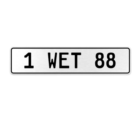 1 WET 88  - White Aluminum Street Sign Mancave Euro Plate Name Door Sign Wall